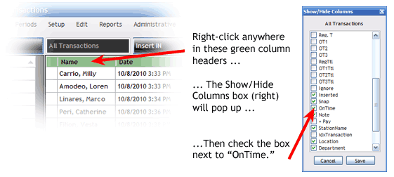Customizing your view in TimePilot Central