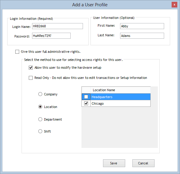 Add a user login: Example 2